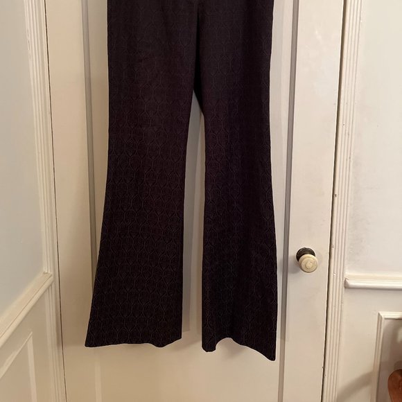 Tahari Brocade Pattern Brown and Taupe Flared Pants - Picture 2 of 9
